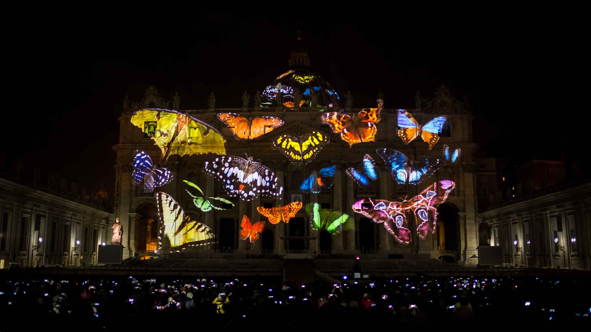 Fiat Lux projection on St. Peter's Basilica